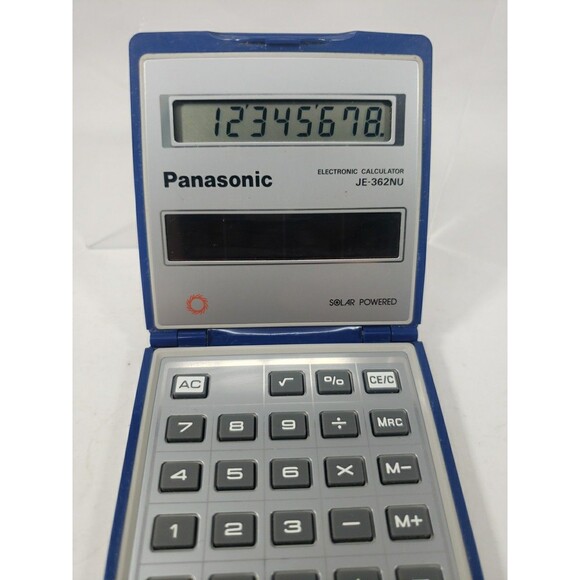 VTG Panasonic Solar Calculator JE-362NU Silver Folding Works Well Made in Japan - Picture 4 of 16